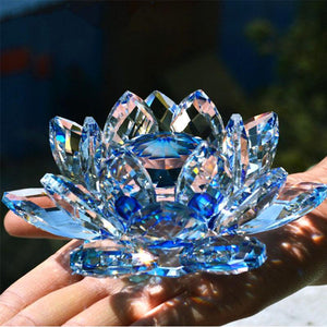 80mm Crystal Lotus Flower Paperweight ( 8 Colors )