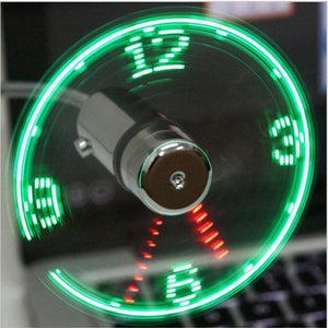 Cool LED Clock Mini USB Fan