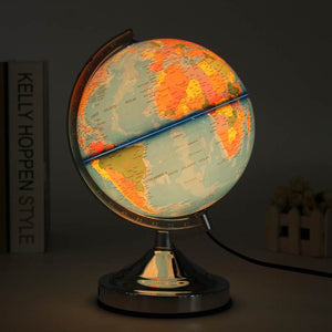 Rotating Globe Illuminated Blue Ocean World Earth