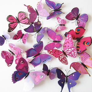 23 Variants Butterfly Decals 3D Wall Stickers ( 12 Pcs/Lot )