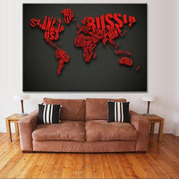 Huge Black World Map Paintings Print On Canvas ( 6 Variants and 6 Sizes )