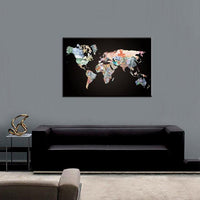 Huge Black World Map Paintings Print On Canvas ( 6 Variants and 6 Sizes )
