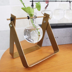 Black/Gold Table Bonsai Stand & Vase