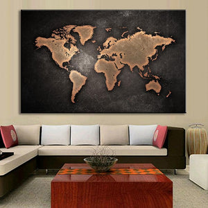 Huge Black World Map Paintings Print On Canvas ( 6 Variants and 6 Sizes )